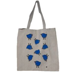 Susan Stone blue bird canvas tote eco-friendly reusable bag